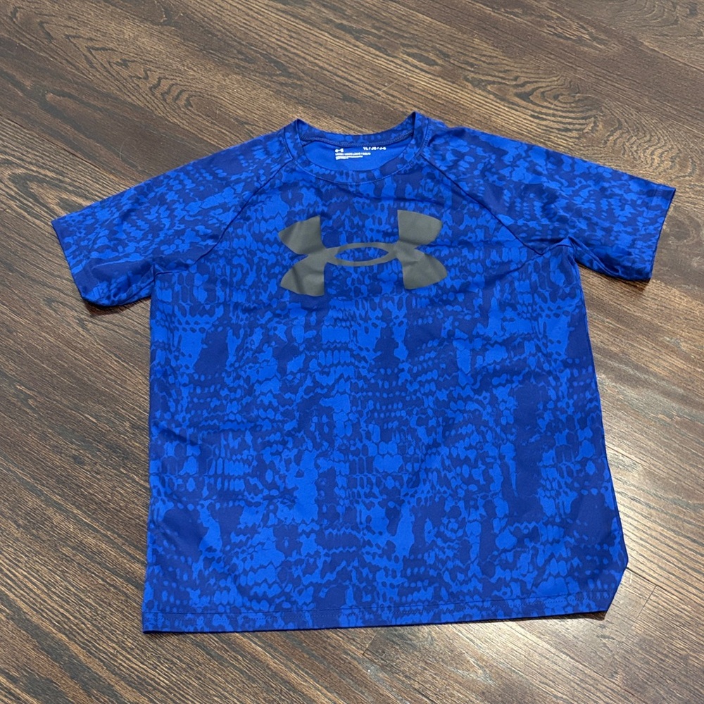 Under Armour Boy’s Blue Graphic Logo Short Sleeve Tee Size Large